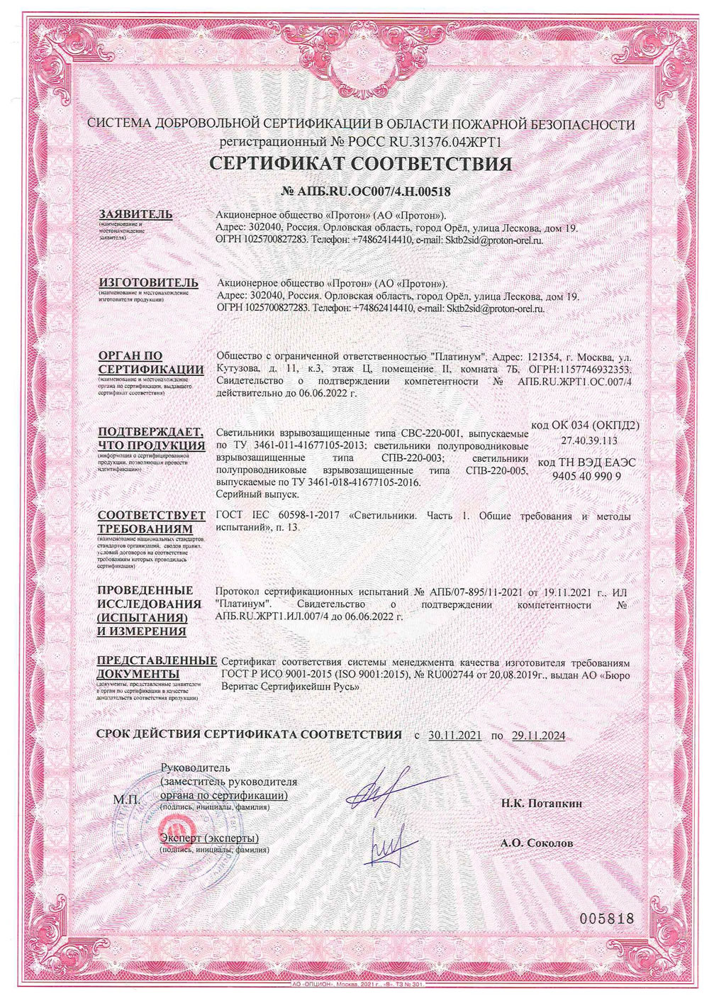 Лента светодиодная сертификат соответствия пожарной безопасности